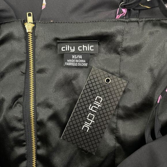 City Chic Holiday Romance Floral Print Fit & Flare Dress Size 14 - Picture 10 of 11